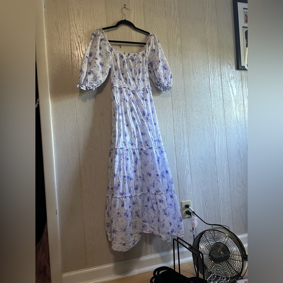 Love shack fancy target Gemma Puff Sleeve Dress White Lavender Sz XS WOMENS - Picture 5 of 6